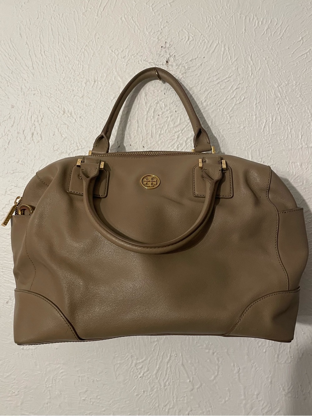Tory Burch Leather Dome Satchel with Gold Hardware